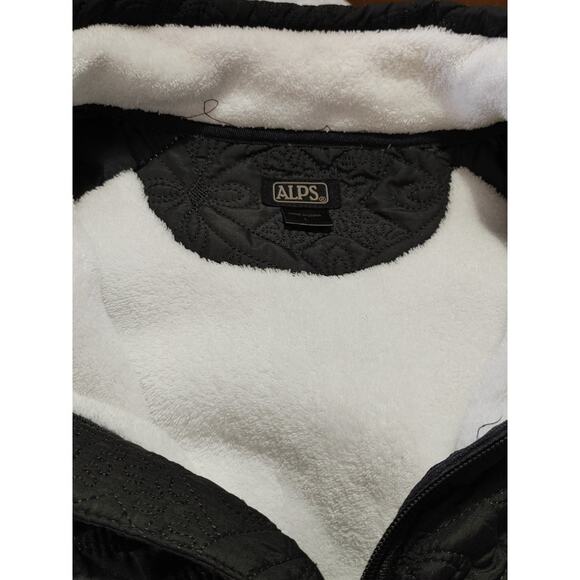 Alps Full Zip Quilted Jacket Mock Neck Windproof Fleece Lined Black Women Large - Picture 4 of 5